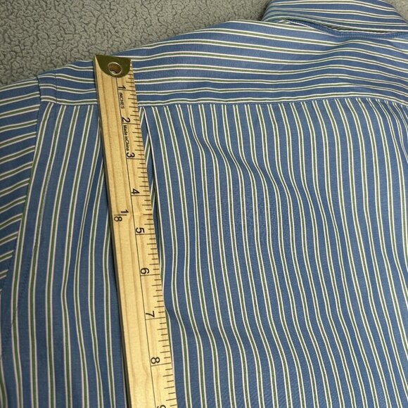 Lacoste Shirt Mens 44 Button Up Blue Green Pink Stripe Alligator Logo Preppy - Picture 11 of 12